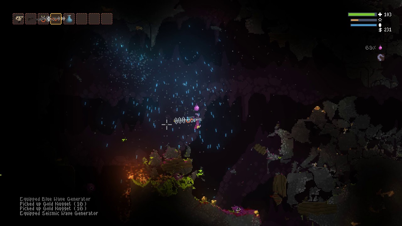 Noita (Early Access) – Seismic Wave Generator Custom Wand showcase