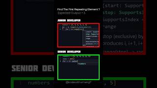 Find the First Repeating Element 🧠 | Junior vs Senior Developer. #python #developer #codingshorts