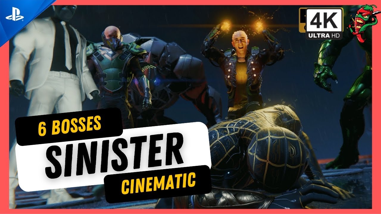 Spider Man Remastered | Spider Man Vs Sinister 6 Bosses | Cinematic 4K