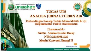 TUGAS UTS MKE II ANALSIS JURNAL TURBIN AIR AMMAAR NAUFAL DZAKY 22103011020