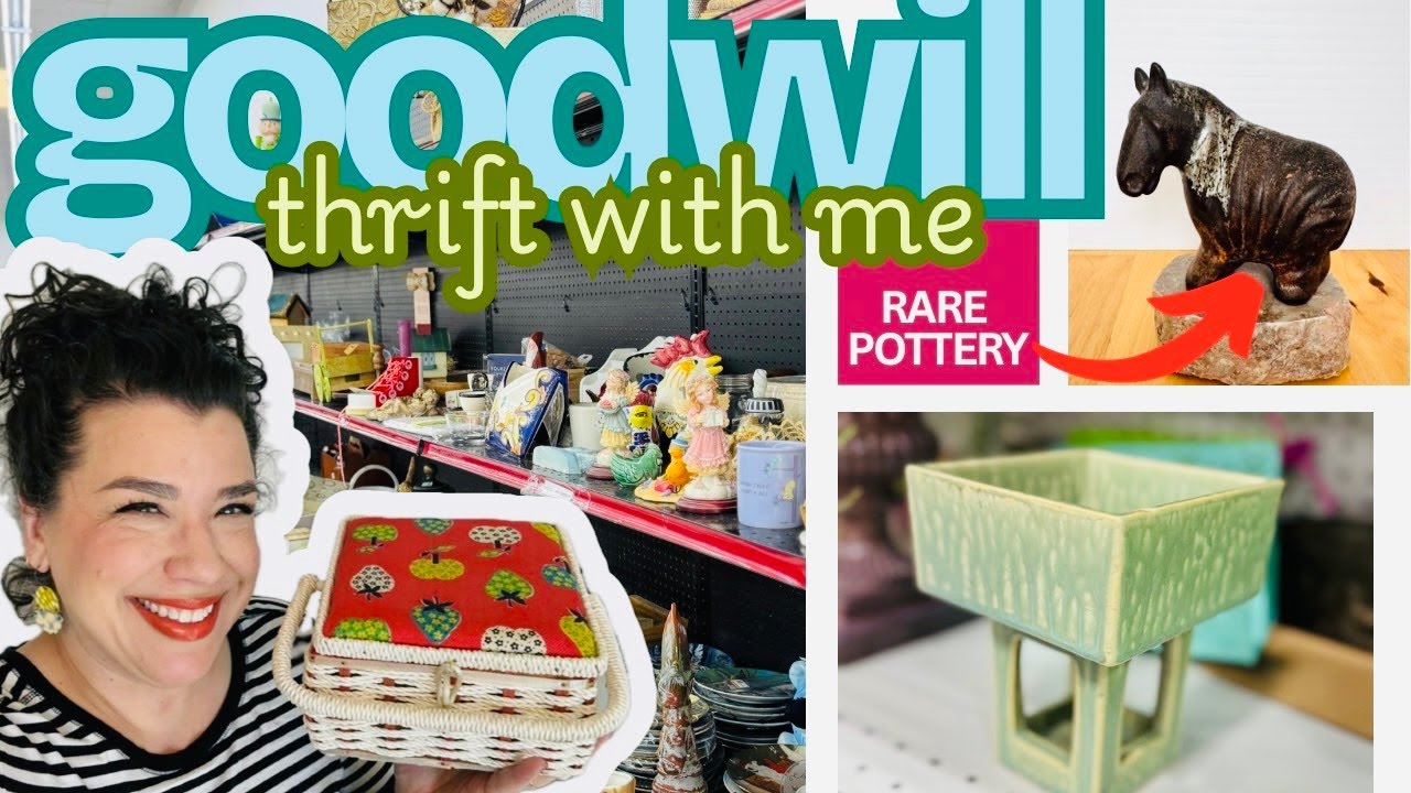 Scored! Rare Midcentury Pottery | GOODWILL THRIFTING IN NEBRASKA | Thrifting Vlog