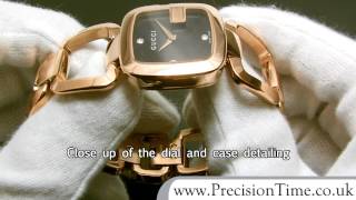 Gucci YA125409 G-Gucci 125 Rose-gold 3-Diamond Regular Ladies Watch