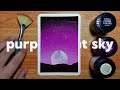 Easy Purple Night Sky Poster Color Painting for Beginners • Step-by-step Tutorial