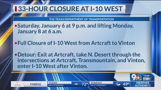 33-hour closure on I-10 West starts Saturday, other road closures for week of Dec. 31