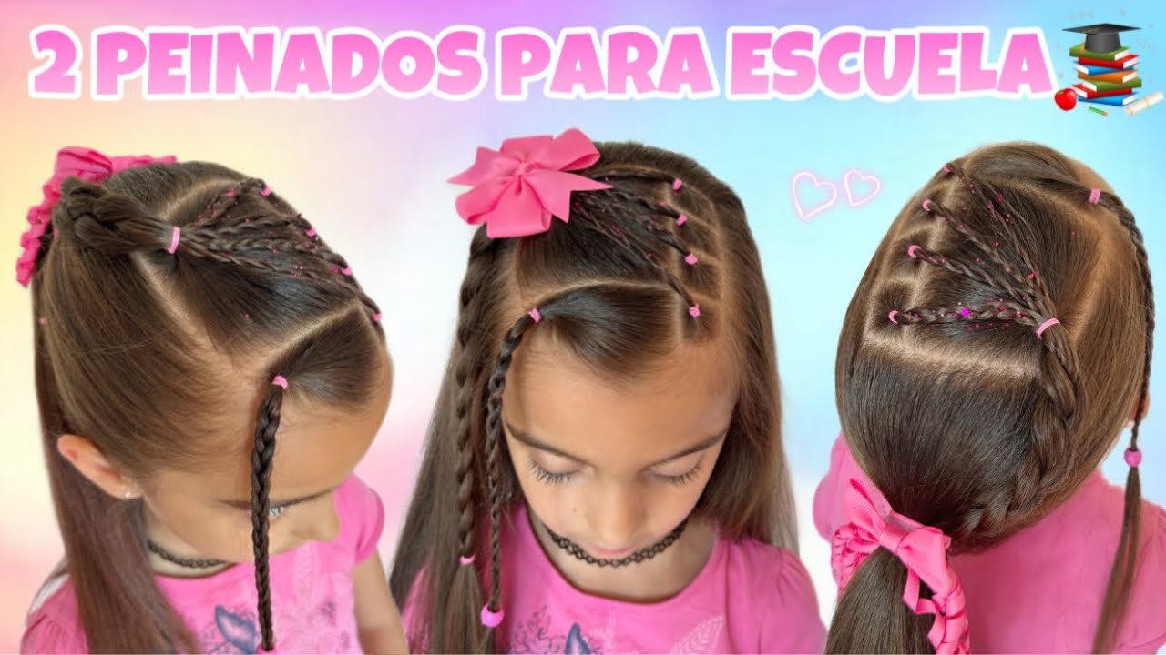 🌈 Быстрые и легкие прически для девочек на резинках✨ 2 идеи причесок в школу 📚
