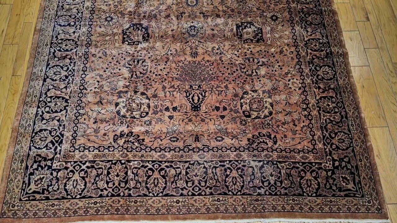 Persian Kerman in All Over Vase Pattern in Camelhair, Black, Gray, The Persian Knot, SKU 1701