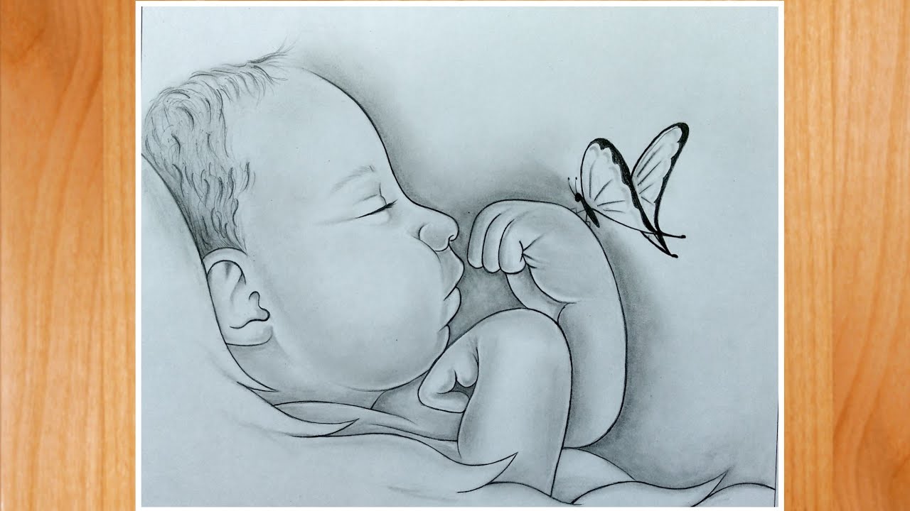 Cute Baby Drawing | How To Draw Baby | Sleeping Baby Drawing ...