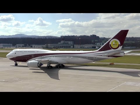 Qatar Amiri Boeing 747 8 Bbj Vq Bsk Arrival At Zurich