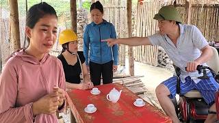 Sin Nhat cried when she was falsely accused by Van, and her father intervened to protect her.
