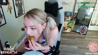 Stpeach Shoves That Pickle Up Her Mouth