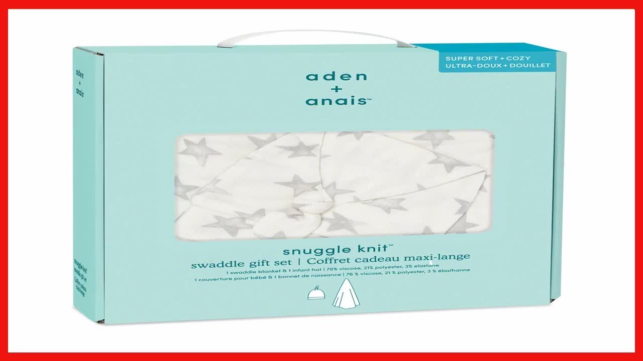 aden + anais Snuggle Knit Baby Swaddle Blanket and Infant Hat Set