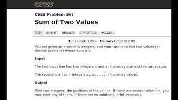 CSES Problem Set || Sum of Two Values ||  Sorting and Searching