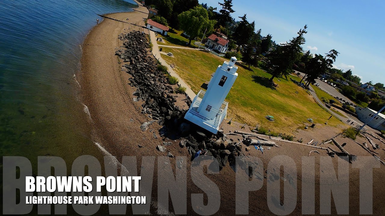 DJI Avata Flyover – Sunny Day at Browns Point Lighthouse & Shoreline Park | Tacoma, WA in 4K