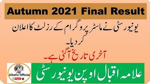 Master Program  Autumn 2021Final Date Announced MA program Result| Aiou MED Results Update CMS