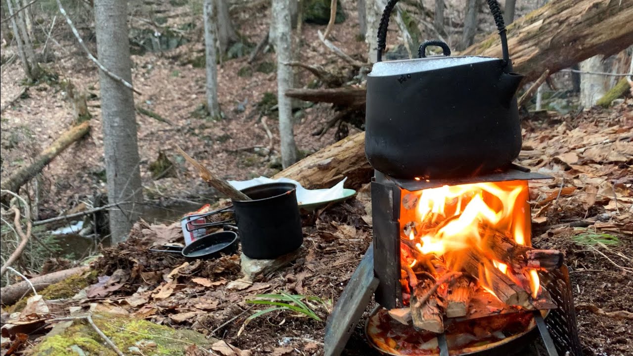 Pizza by the Brook: Titanium Firebox Stove in Oven-Mode