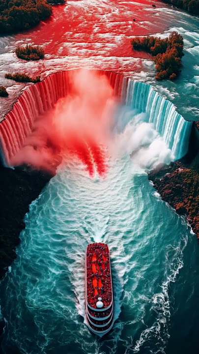 🔴 Niagara Falls Turns RED?! Shocking & Surreal! 😱🌊 #niagarafalls #red #cruiseship #waterfall #ai