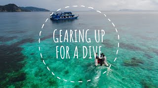 Gearing up for a dive in Myanmar