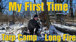 Low profile tarp shelter and long fire and my dog /bacon wrapped sausages @camping @YouTube by Nomadic Camping  1,754 views 2 months ago 23 minutes