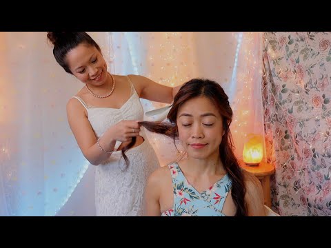 ASMR Relaxing Elegant Hairplay Session ~ Half Updo 💕 Bobby Pins, Curling, Brushing