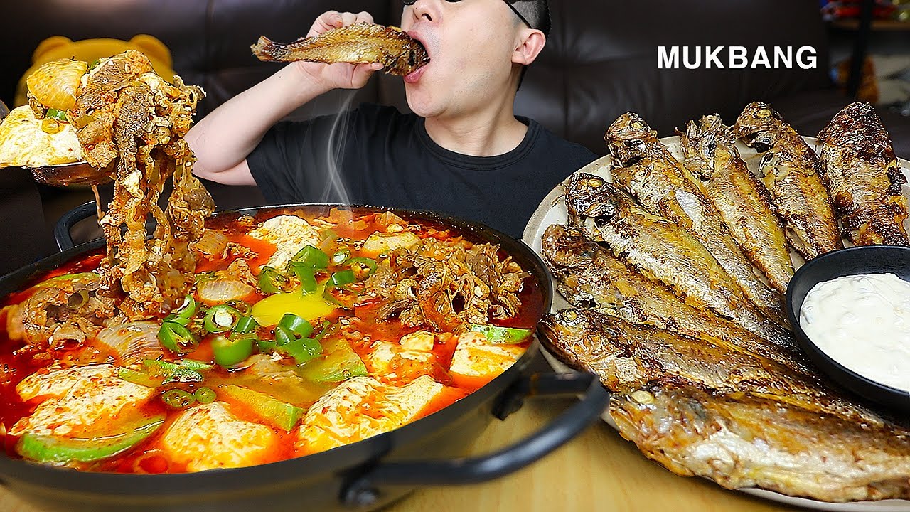 ASMR MUKBANGㅣSundubu-jjigae(Spicy soft tofu stew) & Grilled Yellow CroakerㅣEATING SHOW