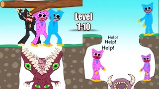 Hugy's Funny Animated Story All Levels - Huggy story All levels 1-10 Gameplay solutions