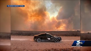Crews battle large fire in northwest Oklahoma as fire danger continues