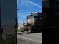 NS Norfolk Southern stack train flies through the crossing followed by a CSX frieght with Waffles!