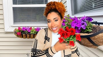 Planting a New Hayrack Window Basket for Spring 🌸🌿 | Full Sun Window Boxes with Petunias 🌺