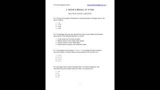 Atoms solved mcqs; rutherford model of atom diagram; bohr's model of atom and its limitations;