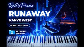 Runaway - Kanye West | Piano Tutorial + MIDI Download Net Worth