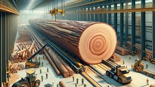 The giant wood factory operates at full capacity, processing wood into extraordinary works
