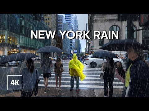 New York, الولايات المتحدة | جولة مشي تحت المطر 4K | 18 سبتمبر 2025