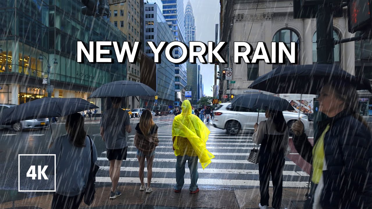 New York Rain Walk - Raining in Manhattan - Walking Tour 4K