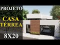 CASA MODERNA SIMPLES 3 DORMITÓRIOS - LOTE 8x20m | Plano de Casa 8x20m | House 8x20m | Rumah 8x20m