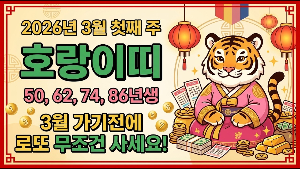 3월 첫째 주가 지나면 끝납니다! 호랑이띠 대운의 문이 열리는 날짜와 행운의 숫자 (50, 62, 74, 86년생 필독)