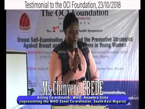 Testimony to the OCI Foundation, by Chinyere Ebede (WHO, Nigeria)