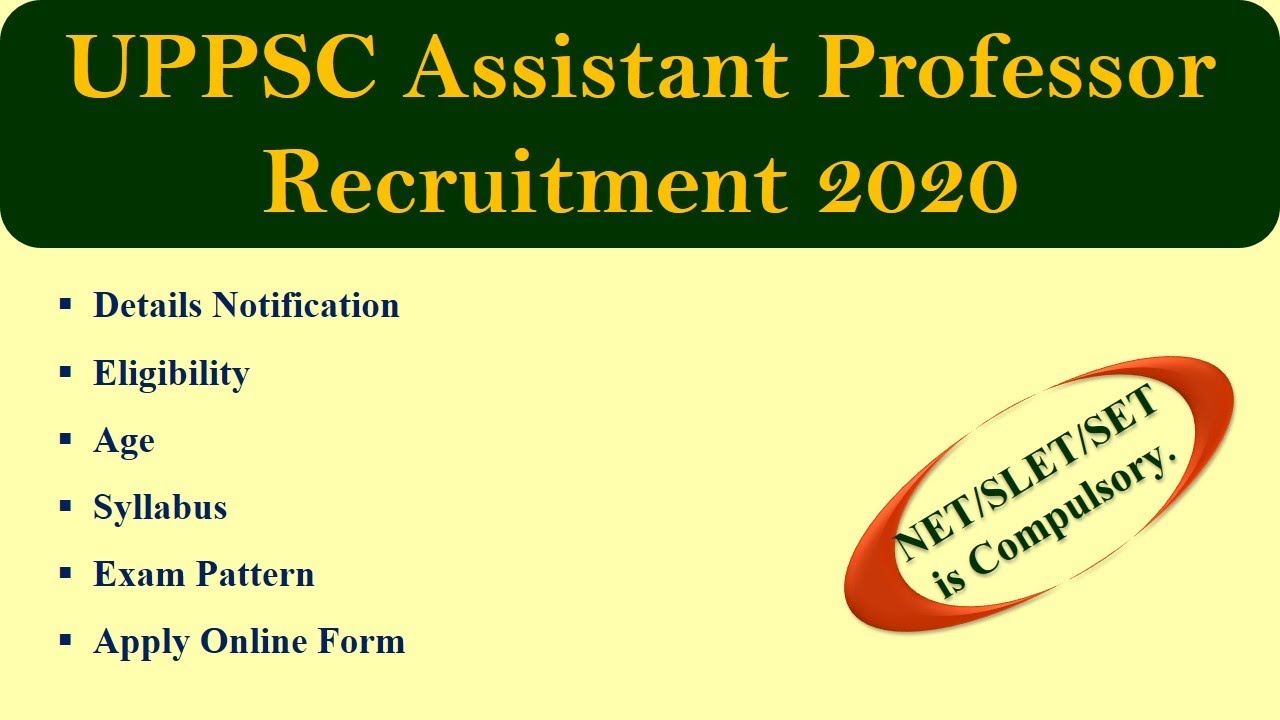 UPPSC Assistant Professor Recruitment 2020 || UPPSC Assistant Professor Notification