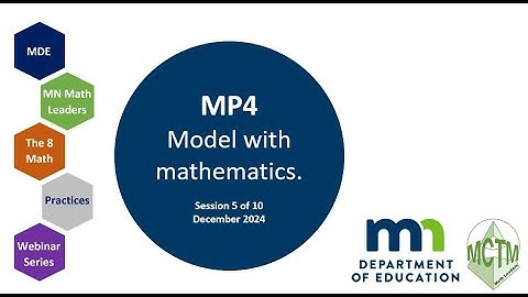 Part 5 of 10 MDE Math Practices Webinar Series: MP4 Model with Mathematics