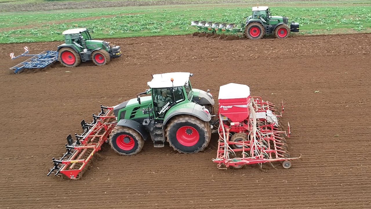 Pflügen Grubber & Säen mit Fendt 927,828,918,818 [HD] (Sound)