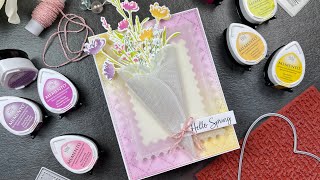 Handmade Spring Bouquet With Paper | Coloring Silhouette Stamps | Create Beautiful Spring Card