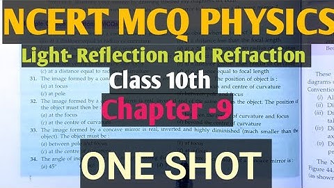 NCERT MCQ PHYSICS CLASS 10TH CHAPTER 9 LIGHT REFLECTION AND REFRACTION ONE SHOT