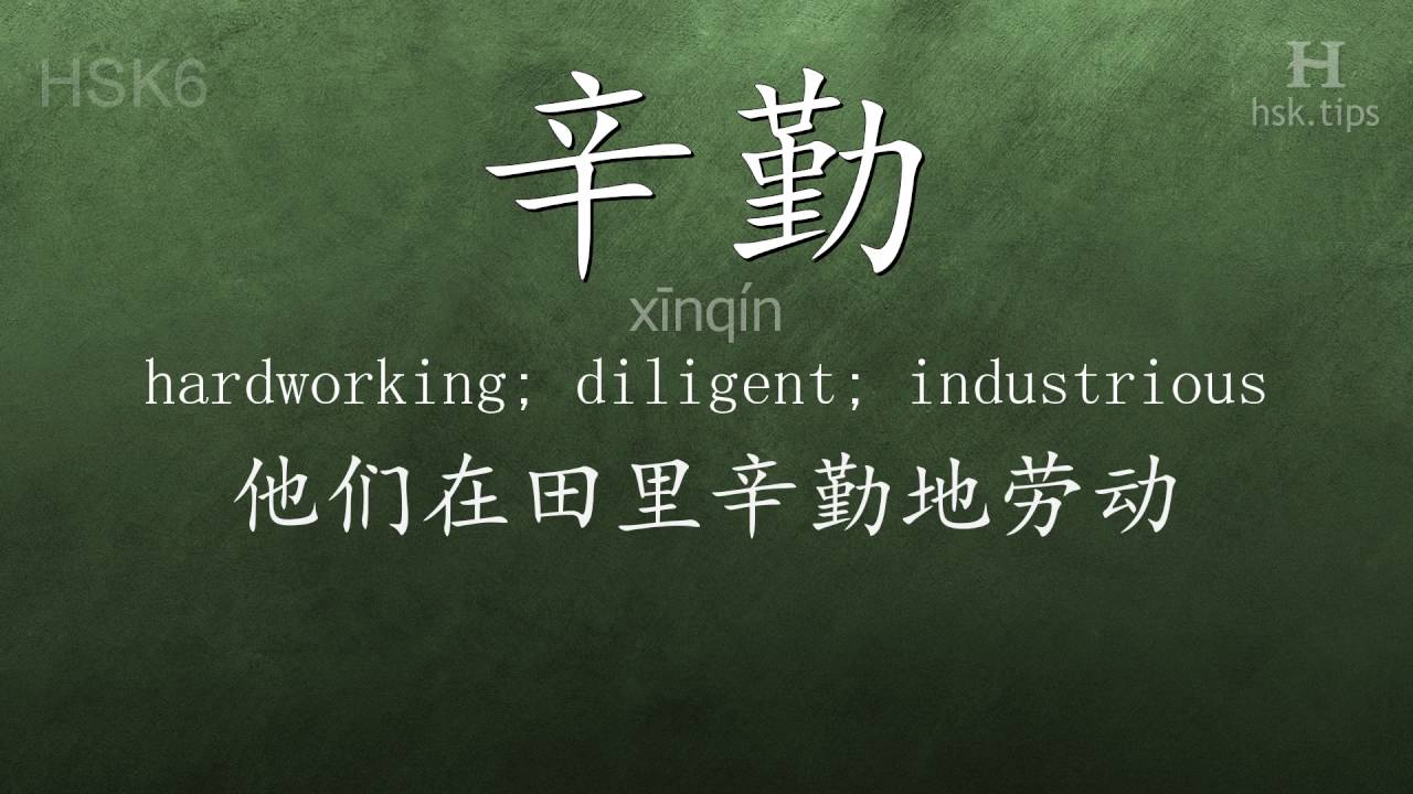 Chinese HSK 6 vocabulary 辛勤 (xīnqín), ex.1, www.hsk.tips hsk63f tool holder