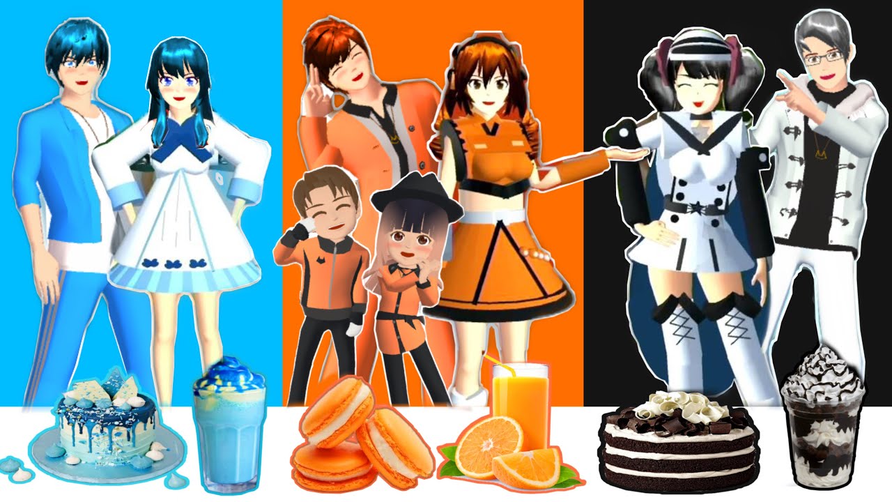 PILIH KARAKTER SESUAI MAKANAN 1 WARNA ORANGE COKLAT HITAM! Jadi ANIME! SAKURA SCHOOL SIMULATOR SSS