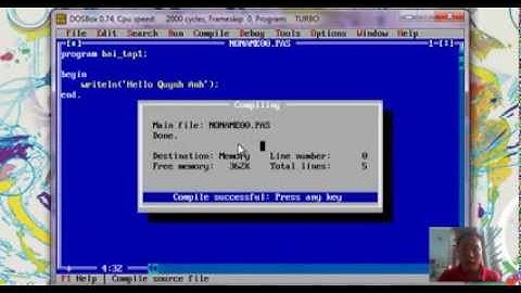 Pascal Bài 0 - a: Giới thiệu giao diện của Turbo Pascal