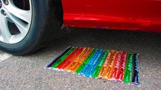 Crushing Crunchy & Soft Things by Car! - Rainbow Popsicles vs Car screenshot 4