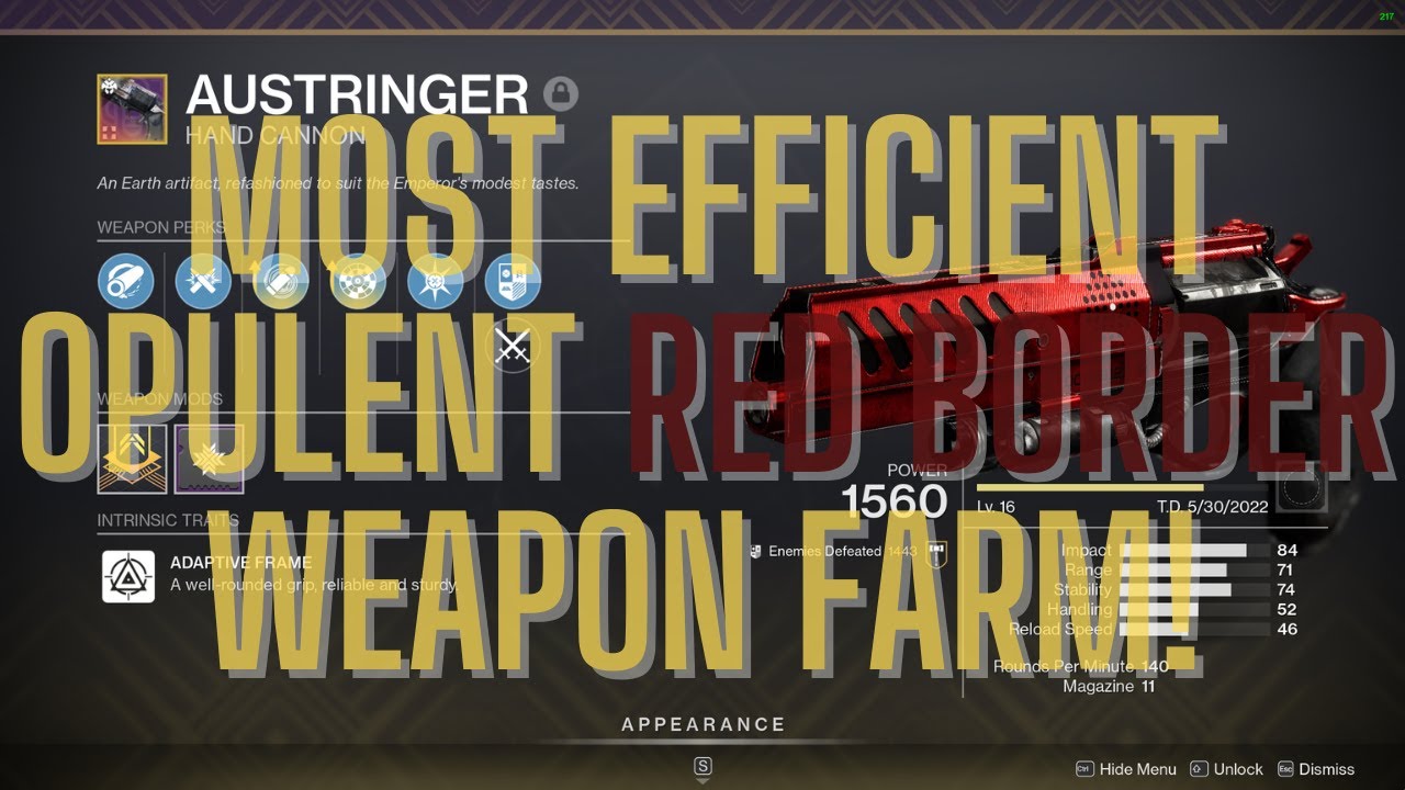 The Most Efficient Opulent Red Border/Deepsight Weapon Farm For