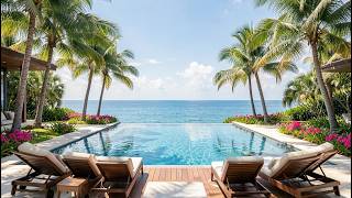 Luxury Tropical Ocean Escape 🌴 Infinity Pool & Palm Trees | 4K Relaxing Ambient for Sleep