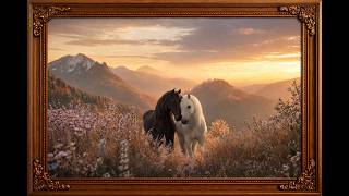 Peaceful Horses in Mountain Meadow | Elegant Wall Art | 4K Relaxing Visual screenshot 4