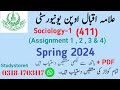 aiou solved assignment spring2024 pdf Sociology-1 411 Spring 2024