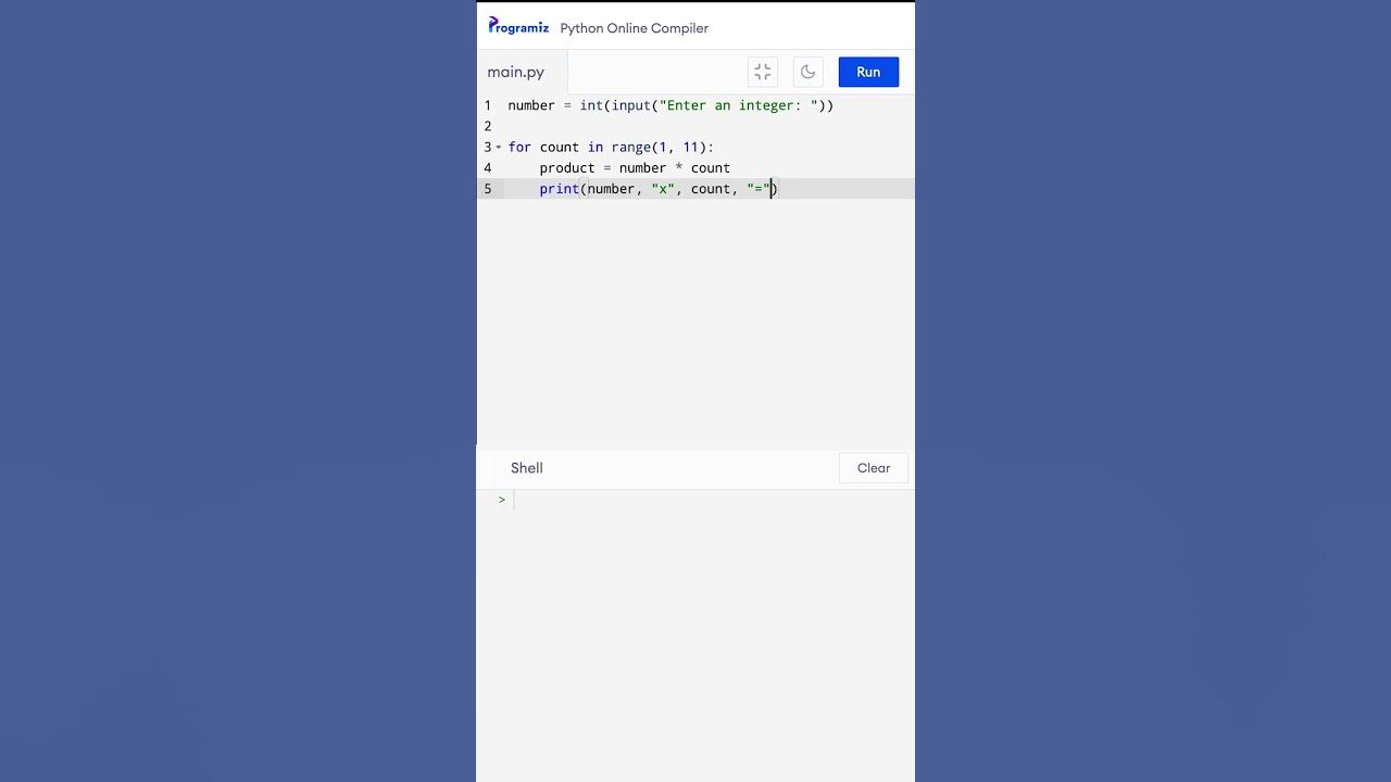 Python Challenge: Multiplication Table | Programiz #Shorts - YouTube